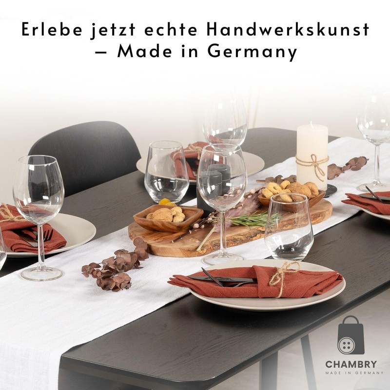 chambry Table Runner 100% Linen Stonewashed - Handmade in Germany
