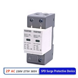 SRDRK 2P AC SPD Surge Protection 10〜20KA/20〜40KA /30KA〜60KA House Lightning Protector Low-Voltage Arrester Protective Device 230V 275V(2P 230V,20-40KA)
