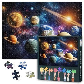 1000 Piece Puzzle for Adults Solar System Planets Jigsaw Puzzles Intellectual Challenge Home Wall Decoration Adult and Adolescent Family Challenge Game Finished Puzzle Size: 70x50cm