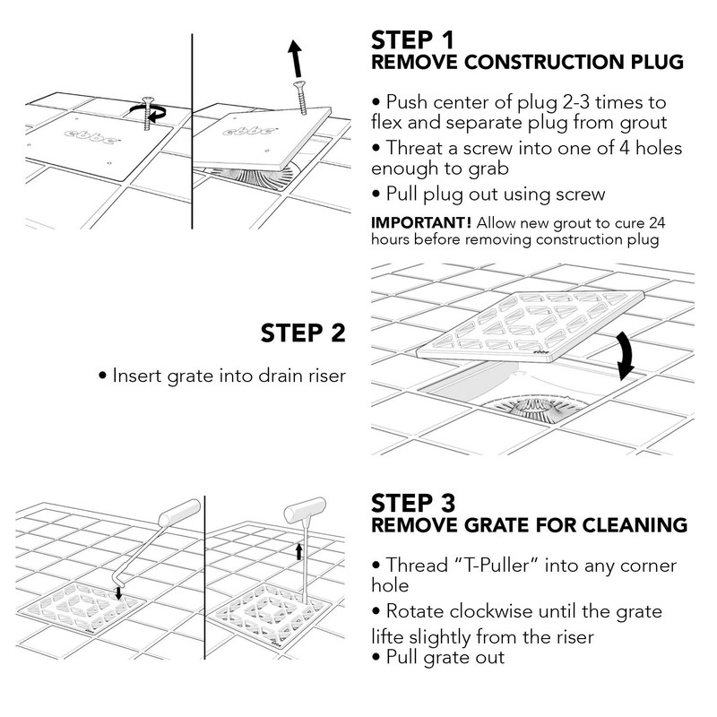 Ebbe E4803-BN 4" Unique Grate, Quadra Brushed Nickel