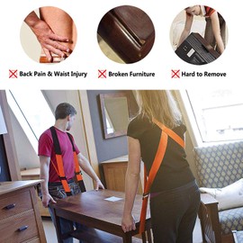 ZIZINET Lifting Straps for Movers, ZIZINET Moving Strap Load Capacity 150 kg for Heavy Objects, Goods, Furniture, 2 pcs Moving Lifting Straps with Bonus 2 Pair Gloves