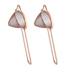 Fine Mesh Cocktail Strainer, Stainless Steel, Long Handle Set of 2 (Copper Plated Set of 2)