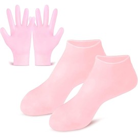 TSHIGO Mascarilla Hidratante Pies, Calcetines Exfoliantes Silicona, Guantes Silicona, SPA Pies Mujeres, para Mujeres con Pies Secos Y Agrietados (Color : Pink)