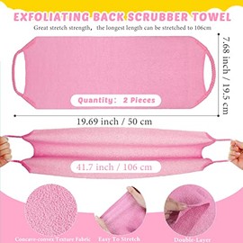 4 Paquetes Juego de 2 Pares Guantes Exfoliantes de Baño 2 Depuradores de Espalda de Nailon Depurador Corporal Exfoliante Toallita con Correa de Ducha 