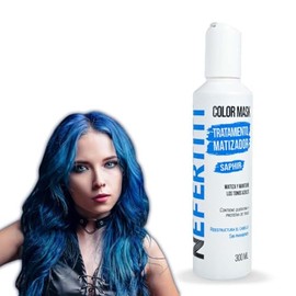 Tratamiento Matizador Azul Nefertiti Saphir Con Keratina para el Cabello y Proteína de Trigo Sin Parabenos, Reestructura Nutre, Matiza y Mantiene los 