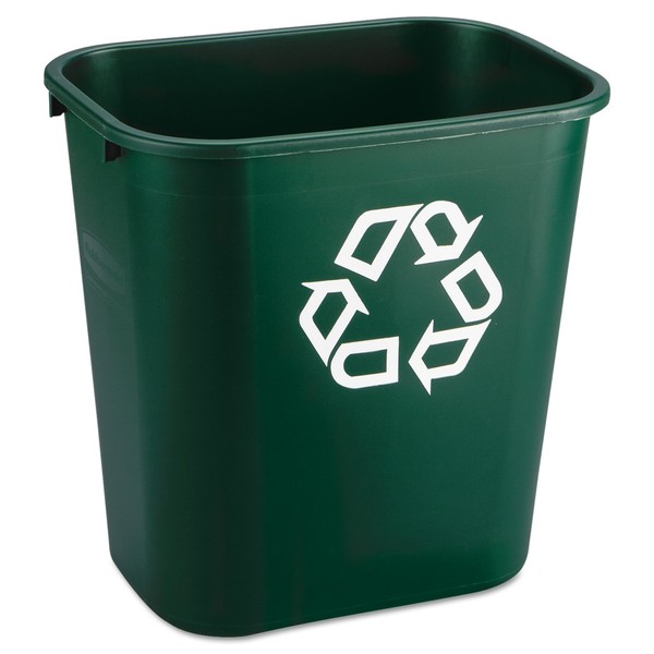 Placement Paper Recycling Container, Rectangle, Plastic, 7 Gal, Green