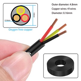 18 Gauge 3 Conductor Electrical Wire Oxygen-Free Copper Cable 25FT/7.7M Flexible Low Voltage Cable for LED Strips Lamps Lighting Residential Wiring car Circuit(18/3AWG-25FT)