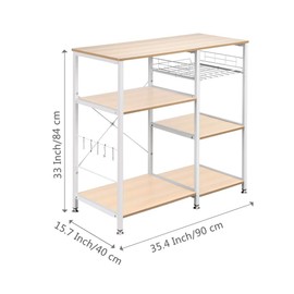 3-Tier Kitchen Baker's Rack Utility Microwave Oven Stand Storage Cart Workstation Shelf (White Oak)