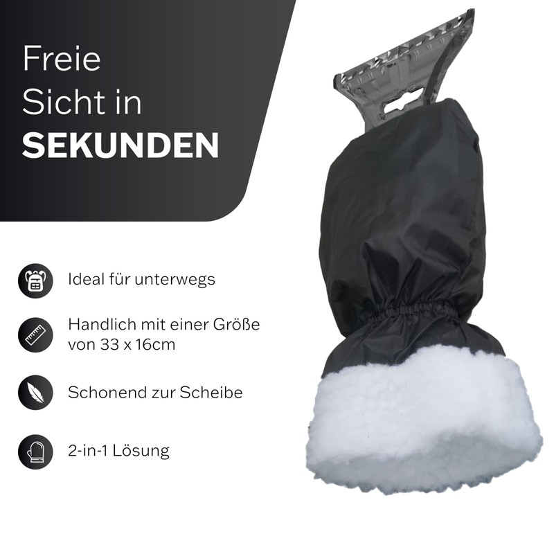AUPROTEC Eiskratzer mit Handschuh gefüttert/Eiskratzer Auto mit Handschuh/Schneekratzer Auto/Scheibenkratzer Winter/Eisschaber