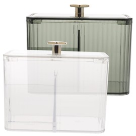 Cabilock 2pcs Transparent Cotton Swab Holder with Lid Compact Storage Organizer for Cotton Pads and Balls Lightweight Makeup and Accessory Container Dustproof Design for Bathroom and