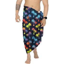 LA LEELA Traje de baño de Navidad para hombre, pareo para fiesta de día festivo, pareo para playa, Palmera, Azul, One Size