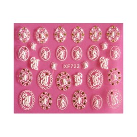 Lace Flower Nail Sticker Rhinestone Daisy Rose Crystal Xf722 Nail Wraps Art Stickers Manicure Supplies for Women for Home Nails Full Long Lasting Easy Apply and Remove