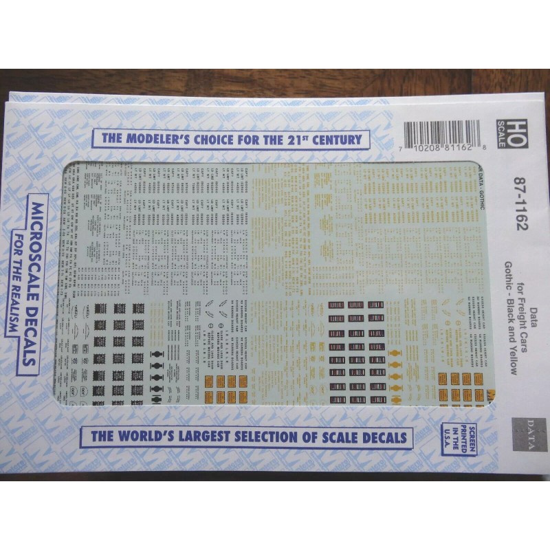 Microscale Decal HO #87-1162 Freight Car - Gothic Lettering -