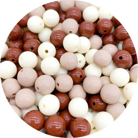 1000 abalorio redondas de acrílico de colores mixtos de 6 mm, abalorio de goma de mascar de plástico surtidas, abalorio sueltas con agujero pastel a granel para joyas, manualidades, suministros de manualidades (serie de café)