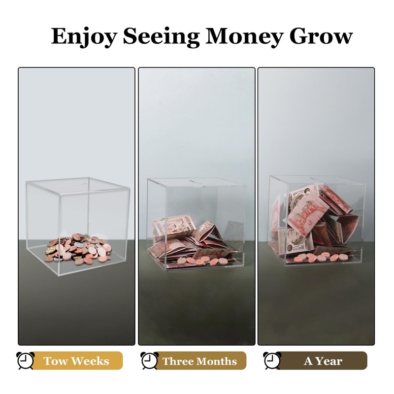 Clear Acrylic Money Box Not to Open 10 x 10