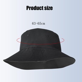 XXL Bucket Hat with Organic Cotton, 2-Way Reversible, UV Protection, Sun Hat for Big Heads for Men Women, Foldable Design Bucket Hat for Golf, Beach, Hiking Outdoor (UK, Alpha, XXL, Black-Black)