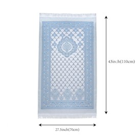 Muslim Prayer Mat | Janamaz | Sajadah | Soft Islamic Prayer Rug | Prayer Carpet Mat for Ramadan, Eid, Hajj, Travel | Islamic Gifts, Blue