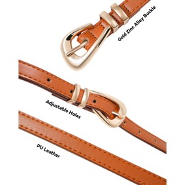3 Pack Women Belts Leather for Jeans Pants Dresses Fashion Ladies Waist Skinny Belt with Gold Buckle