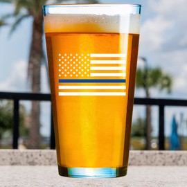 BEER PINT GLASS | THIN BLUE LINE - FLAG | Restaurant Quality 16oz Drinking Glasses | Made in USA from LUCKY SHOT