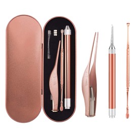 YFFSFDC Ear Cleaning Tweezers with LED Light, Ear Cleaner Set, For Kids, Seniors, Home Use, Stainless Steel, Light, Clear, Visible, Storage Case, Portable