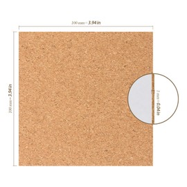 HEIHAK - 200 Hojas de Corcho Autoadhesivas 10x10 cm, Láminas Cuadradas de 1 mm para Manualidades y Decoración del Hogar