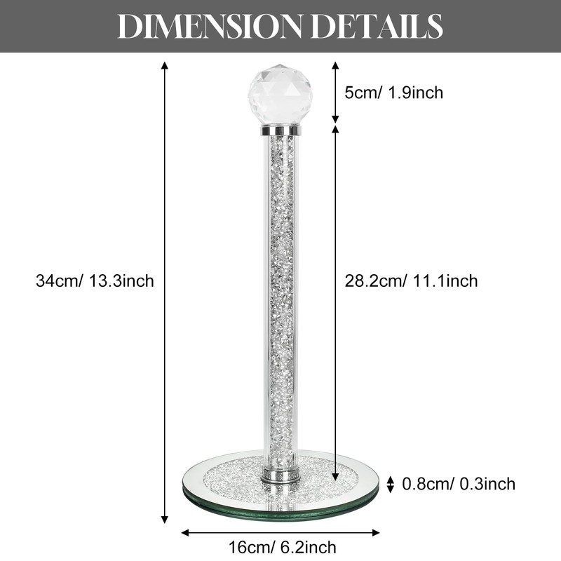 Decorative Paper Towel Holder, Silver Crystal Paper Towel Dispenser, Crushed