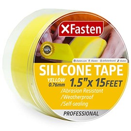 XFasten Self-fusing Silicone Tape Pro, Yellow, 1.5-Inch x 15-Feet, 30mils Extreme Silicone Repair Tape for Leaky Pipe Drain, Tool Grip, Electrical Tape | PVC Pipe Leak Water Seal Tape Non-Reactive