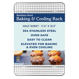 Ultra Cuisine Heavy Duty Cooling Rack for Cooking and Baking - Professional Grade Premium100% Stainless Steel Baking Rack & Wire Cooling Mesh for Roasting & Grilling - Dishwasher Safe - 11.5" x 16.5"