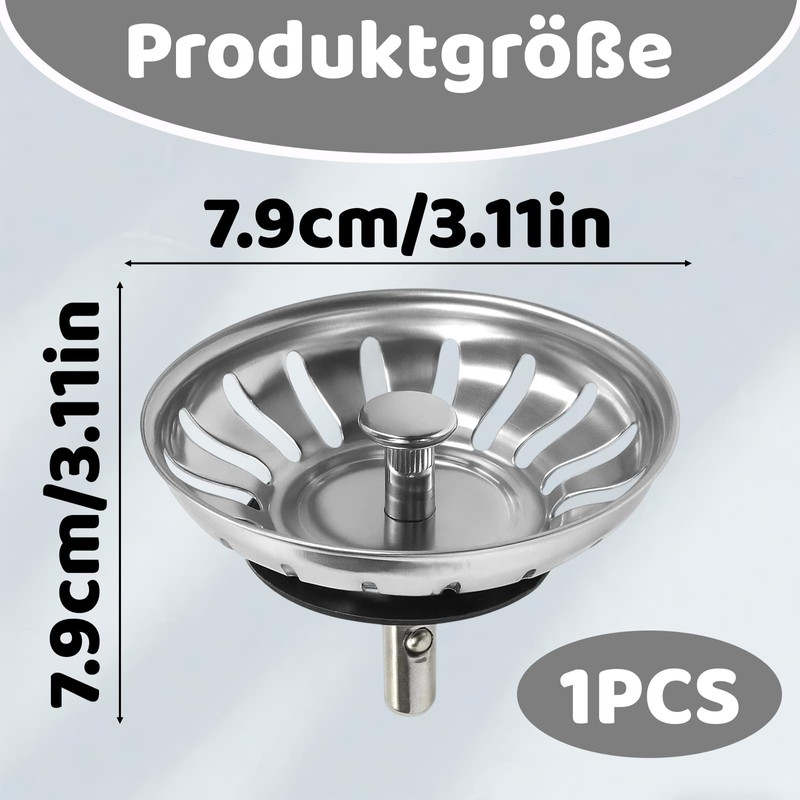 PcvGef Sink Plug, Universal Drain Strainer for Kitchen Sink, 79