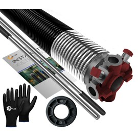 Garage Door Torsion Spring 218x1.75x28 Replacement - 1" Nylon Bushing, Winding Bars, Gloves, and Manual Precision E-Coating 5-Year Warranty Min. 30,000 Cycles for Left Side of Garage Door (Red Cone)