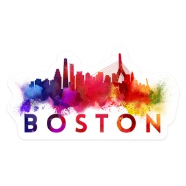 Die Cut Sticker Boston, Skyline Abstract, Large Letters, Contour Vinyl Sticker 1 to 3 inches (Waterproof Decal for Cars, Water Bottles, Laptops, Coolers), Small