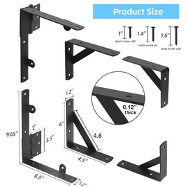 WEKIS WEKIS 2 Sets Anti Sag Gate Kit Heavy Duty No Sag Kit Gate Corner Brace Bracket for Wooden Fence Gate with Self-Locking Gate Latch