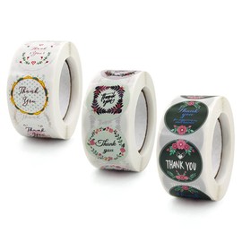 Buer Homie Stickers 1 Inch 1500 Pcs in 3 Rolls 16 Patterns, Thank You Theme