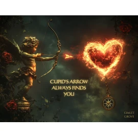 Gimlet Grove Postcards Medieval Romance Postcard Cupid's Arrow Love Theme Design 5.5x4.25"