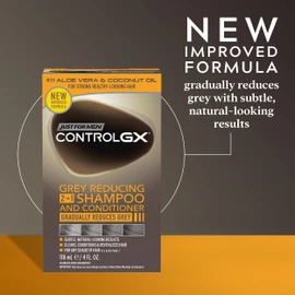 Just For Men Control GX 2-in-1 Shampoo & Conditioner, Gradually & Permanently Reduces Grey Hair With Each Wash, New Improved Formula – All Shades, 118 ml
