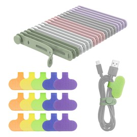 Cubilux Multicolor Cable Labels and Silicone Ties for USB/HDMI cables, Aux Cords, Power cord Management, 20 Multicolored Ties + 15 Cord Labels for Travel Use, Home or Office Desk Wire Organization
