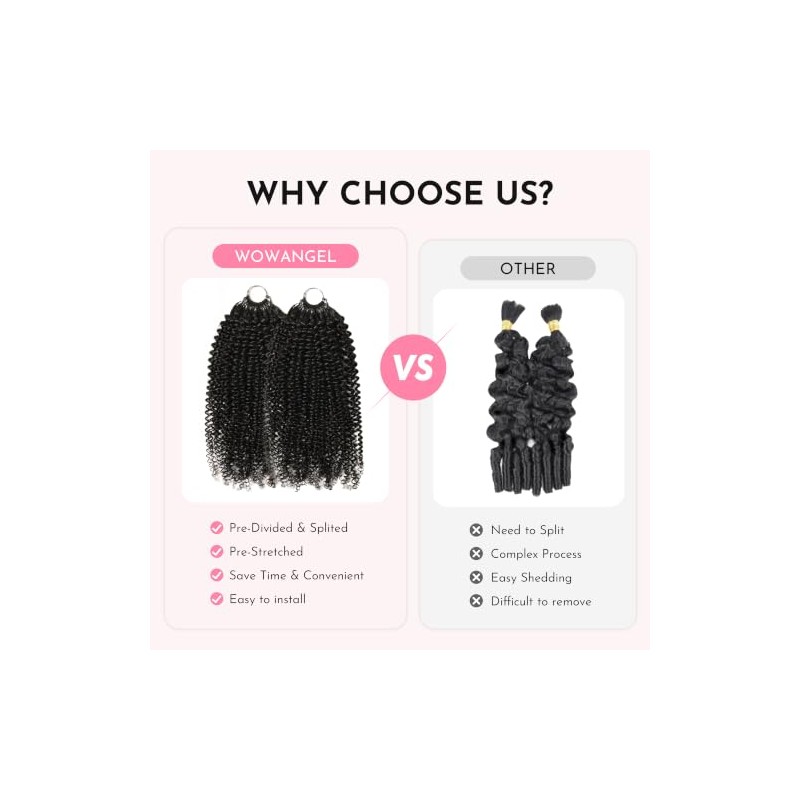 WOWANGEL Kinky Curly Crochet Hair Extensions,14 Inch,Natural Black,1 Pack