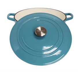Mirro MIR-19063 4.8 Quart Cast Iron White Enamel Coated Interior Dutch Oven, Teal, Ready to Use