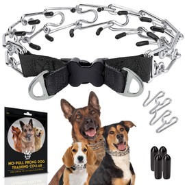 PetJett Prong Collar for Dogs - Choke Collar for Dogs, Pinch Collar for Dog Adjustable No Pull Safety Dog Training Collar for Small Medium Large Breed - Durable Stainless Steel Metal Choker Chain