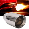 Single Outlet Exhaust Tip Silver Stainless Steel Beveled Mouth Straight