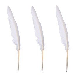 MFUOE White Goose Feather Quill Pens Feather Signing Pen Black Ink for School Office Birthday Party Favor (3)
