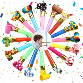 25 PCS Colorful Party Blowers, Party Whistles, for Kids Adults Birthday Parties Graduation Ceremonies Weddings Anniversaries Christmas Small Speaker Props