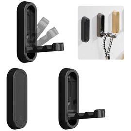 FUWEN 3PCS Ganchos Plegables de Pared, Resistentes Gancho de Abrigo Plegable de Hechos de Aleación de Zinc, Libre Uñas, Ganchos de Pared para Colgar Abrigos, Bufandas, Sombreros, Llaves, Bolsas(Negro)