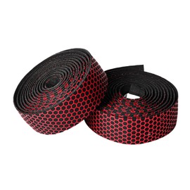 Bumlon Bike Handlebar Tape，Pu+Eva Bar Road Bike Tape，Honeycomb Silicone Anti-Slip Grip Wrap，2 Rolls Per Set（Red）
