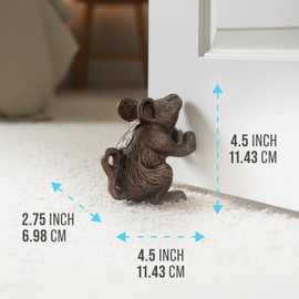 Comfify Cast Iron Mouse Door Stop – One Vintage Rustic Wedge for Bedroom, Bath, or Entry – Rustic Brown Finish