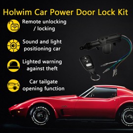 Holwim Universal Car Power Door Lock Kit with 4Pcs 12V Car Door Lock Actuator, Keyless Entry System with 2 Remotes, 1 Central Locking System, 1 Faraday Bag, Power Central Lock Kit for Cars,Auto,Truck