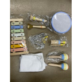 Montessori Wooden Musical Instruments for Toddlers 1-3, Baby Music Toy Set with Xylophone, Tambourine, Triangle, Clarinet, Maracas, Natural Sensory Educational Toys for Boys and Girls