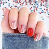 Independence Day Press on Nails Red White Stripes Polka Dots
