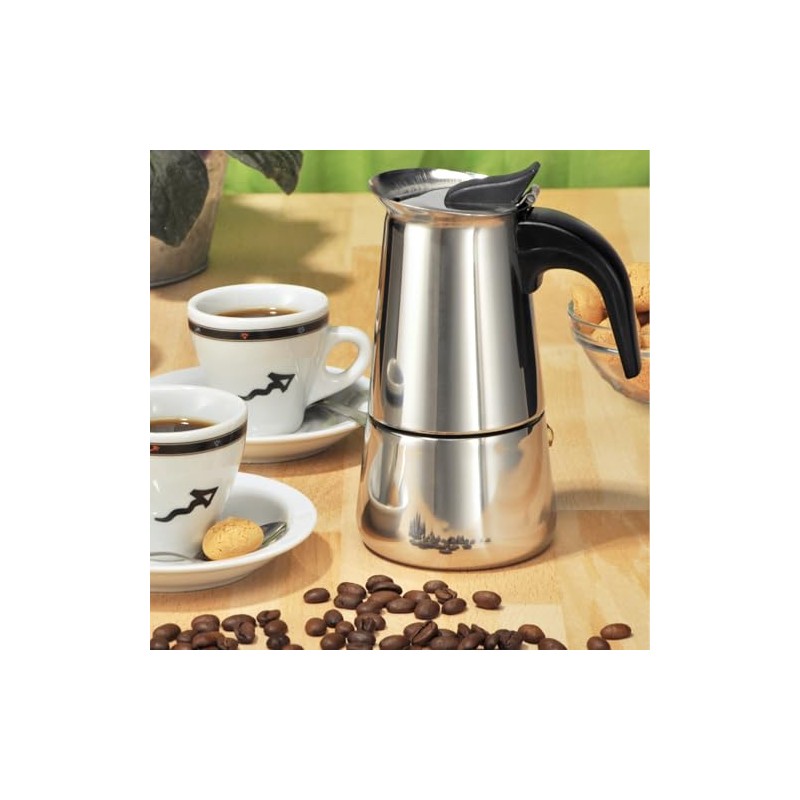 Haushalt International Stainless Steel Espresso Maker for 2 Cups Espresso
