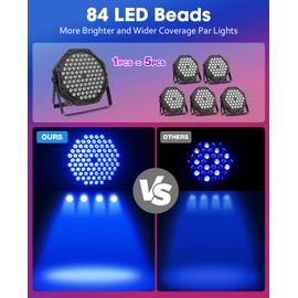 84LEDs Stage Lights 150W RGB Par Light Corded Party Uplights with Sound Activated and DMX Control for DJ, Disco, Wedding, Club, Bars, Birthday Party, Festivals Stage Lighting (1 Pack)